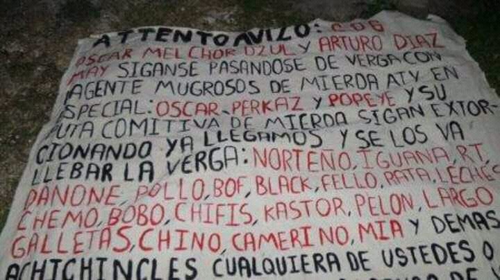 Narcomanta aparece en entrada sur de Cancún