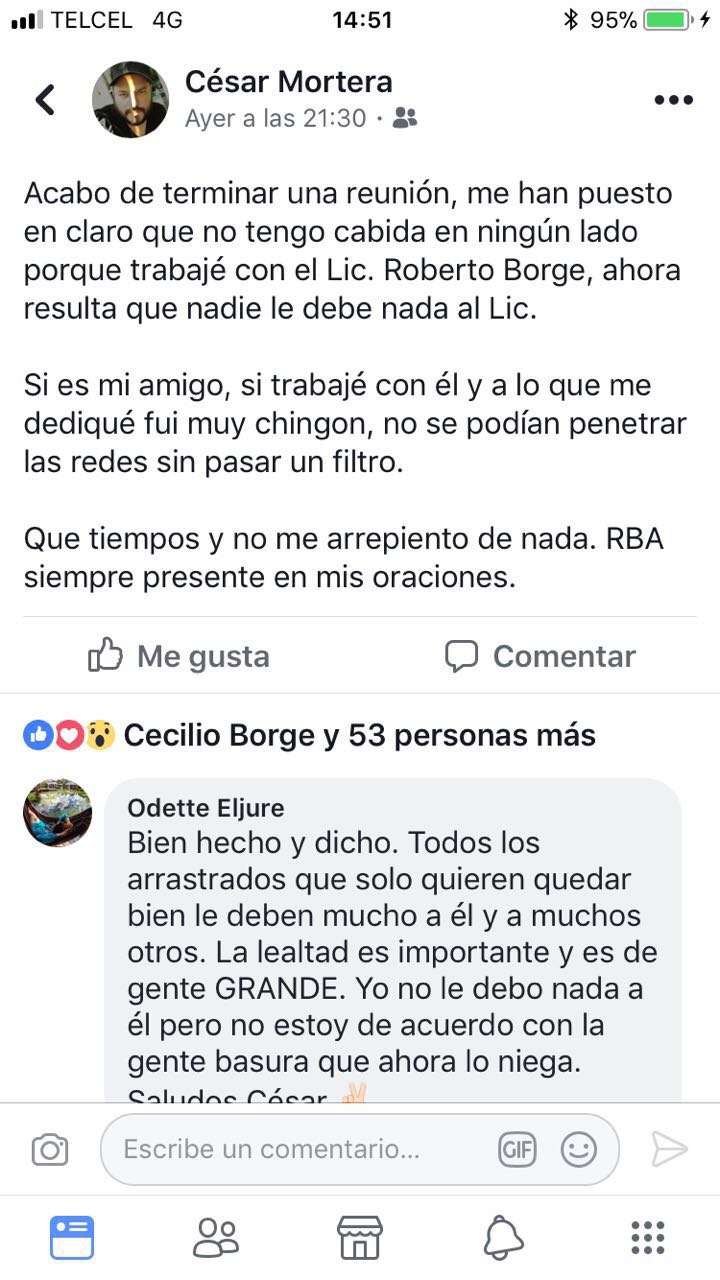 Ser amigo de Borge dice que le cierra puertas