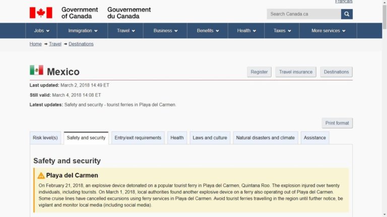 Emite Canadá alerta contra ferries en Playa del Carmen