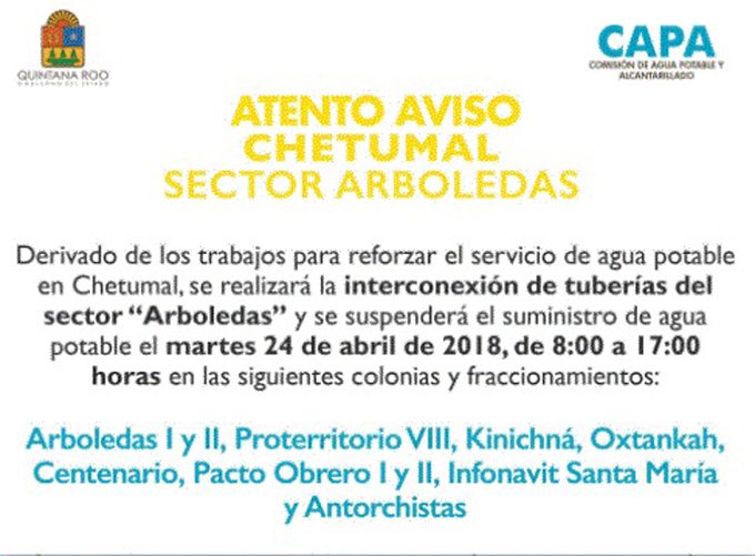 Por obras de interconexión CAPA suspendió servicio en Chetumal