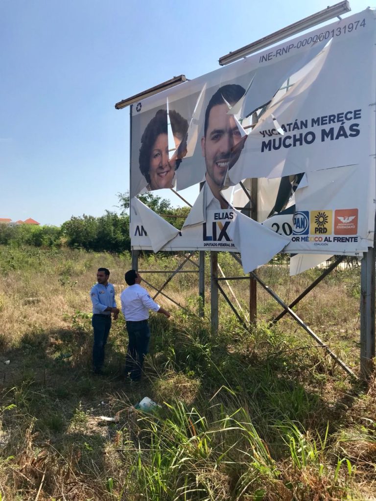 Denuncian candidatos de PAN-MC destrozo de propaganda electoral