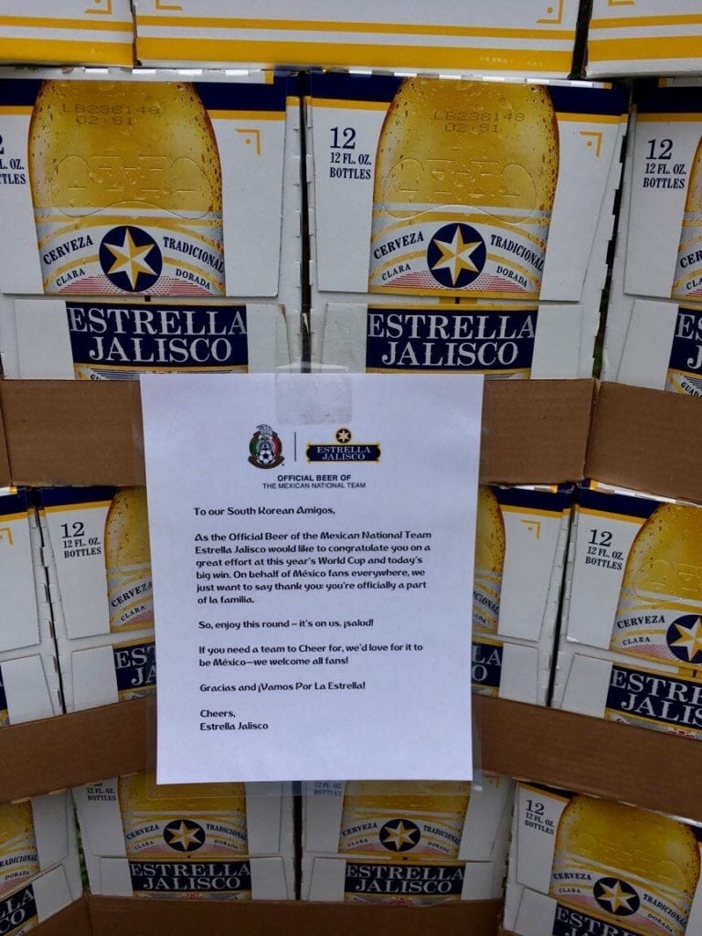 Por la derrota de Alemania, firma mexicana regala cerveza a embajada surcoreana