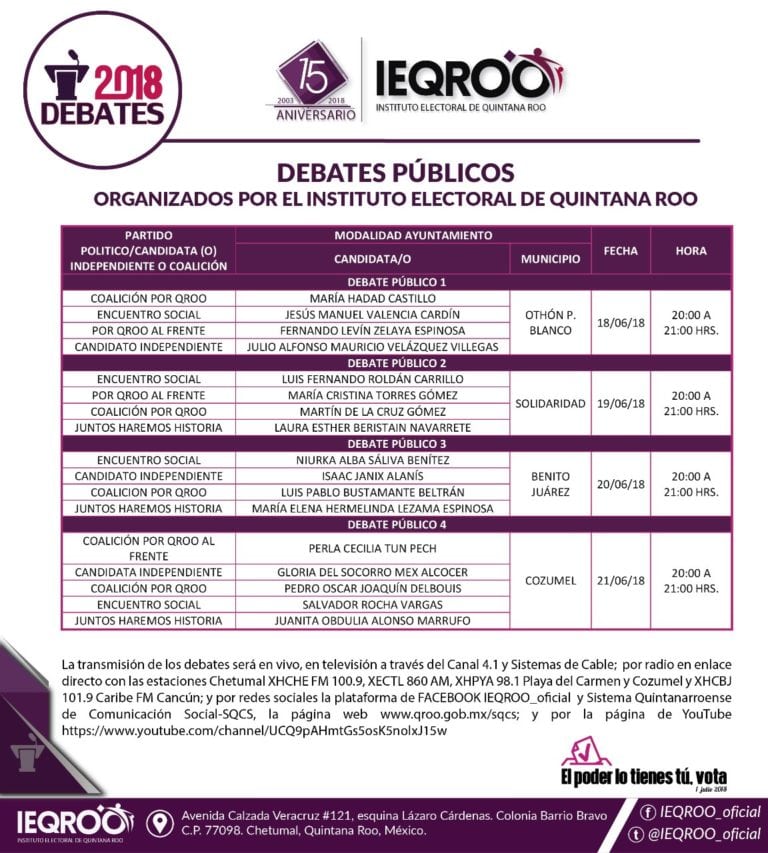 Conoce las fechas de los debates