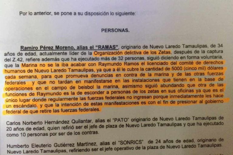 “Los Zetas” podrían estar vinculados con grupos de Derechos Humanos