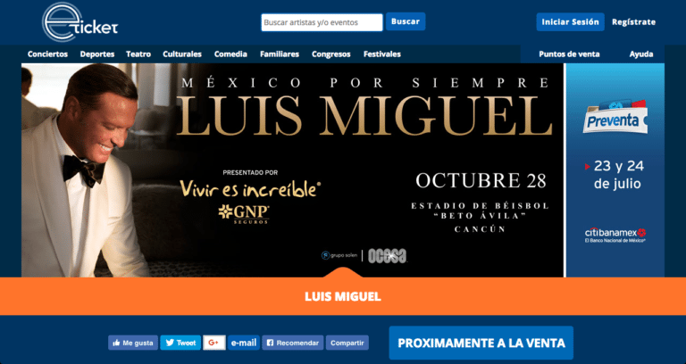 Arranca preventa de boletos para Luis Miguel en Cancún