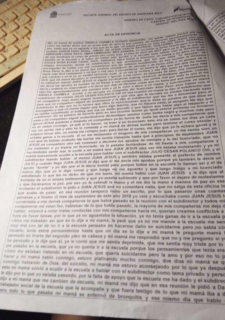 SEQ ignora caso de bullying porque la víctima “se lleva y no se aguanta”