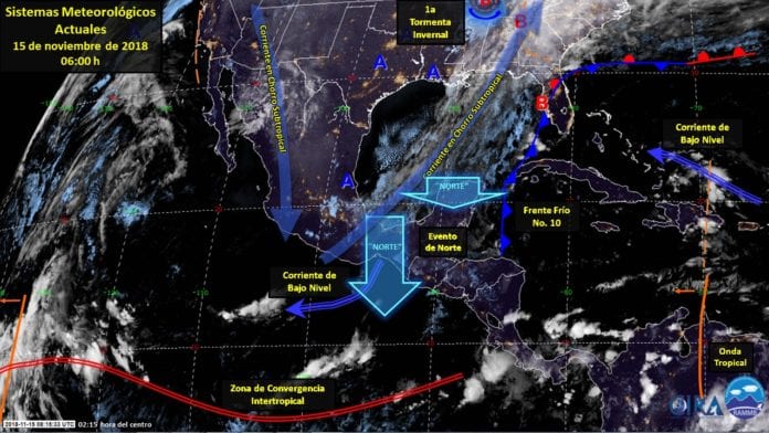 Días fríos y lluviosos para Q. Roo por Frente Frío 10