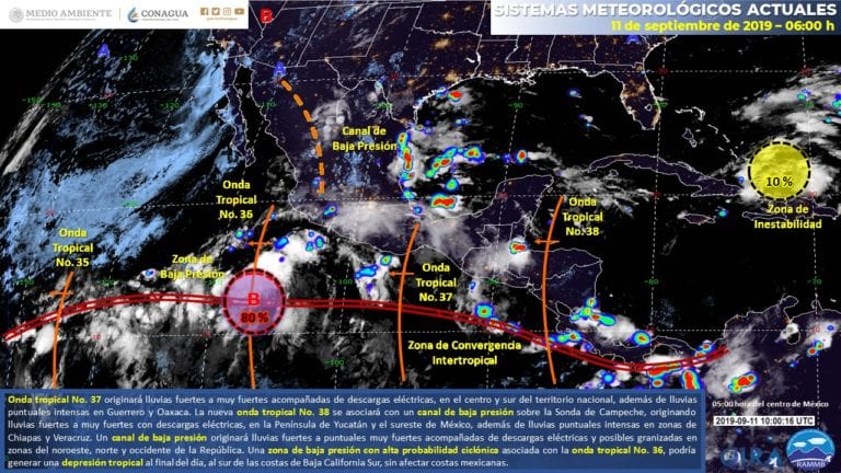 Clima: Onda tropical 38 está sobre las costas de Quintana Roo