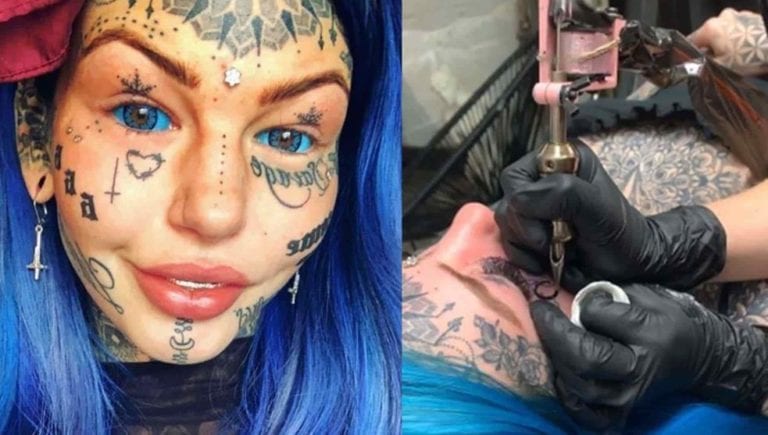 Influencer queda ciega tras tatuarse los ojos de azul