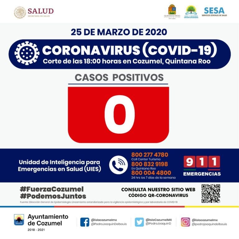 Tiene Cozumel tres casos de Coronavirus en estudio