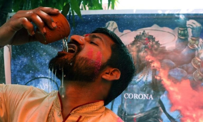 Video: En la India beben orina de vaca como ‘remedio’ para evitar el coronavirus