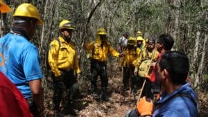 Emanuel Hedding sofocando incendios