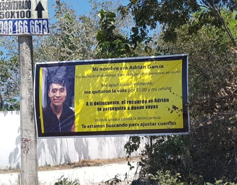 Cancunenses cuelgan manta para “ajustar cuentas” con un asesino