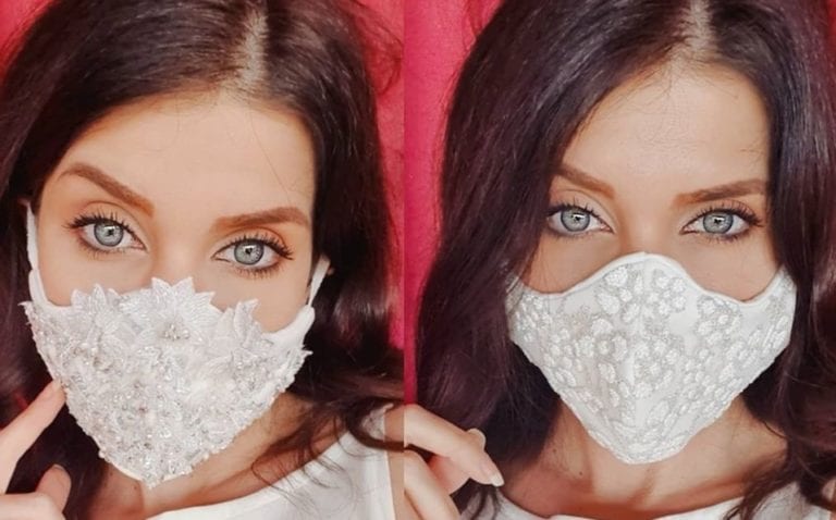 Crean cubrebocas para vestido de novia para bodas post-cuarentena