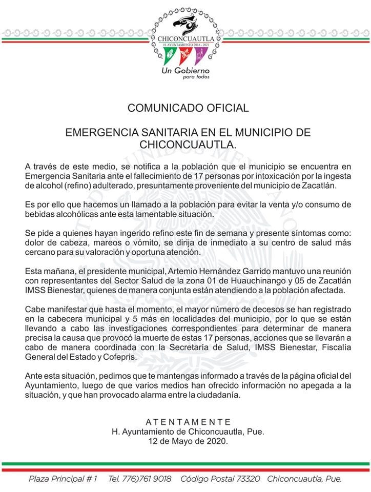 Mueren por alcohol adulterado