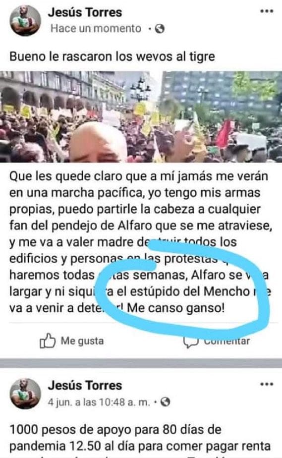 Supuesta publicación de Jesús Torres