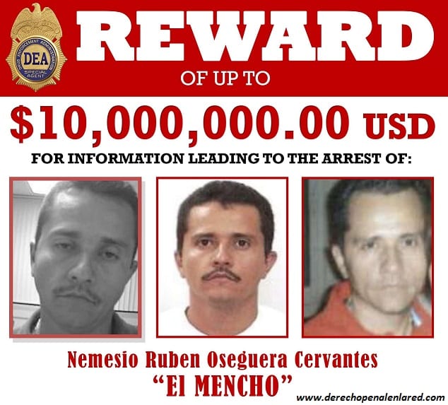 "El Mencho, líder del CJNG, el más buscado por EU