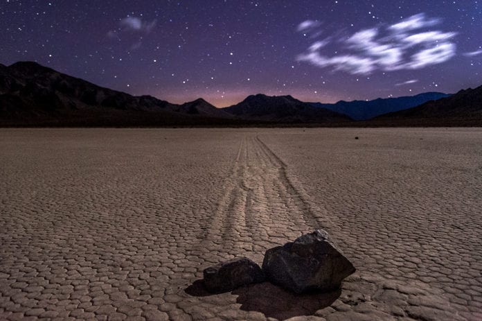 Rocks and their trails lit by the moonlight. Photo by Cat Connor (www.sharetheexperience.org).