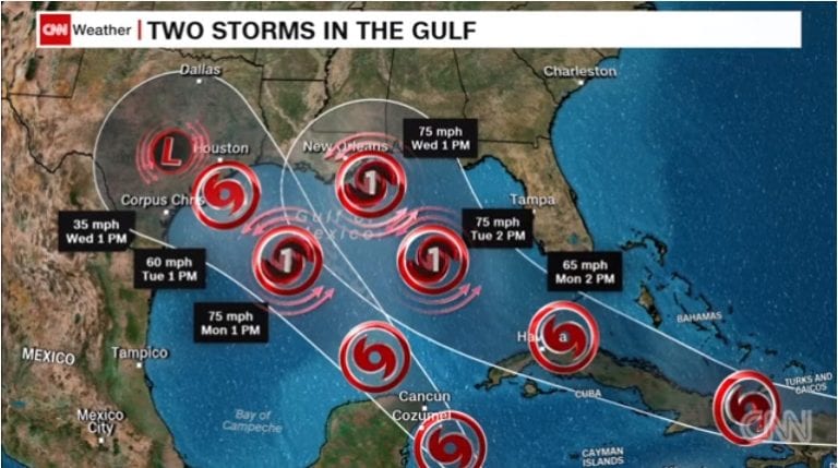 Por primera vez en la historia podría haber dos huracanes en el mismo lugar