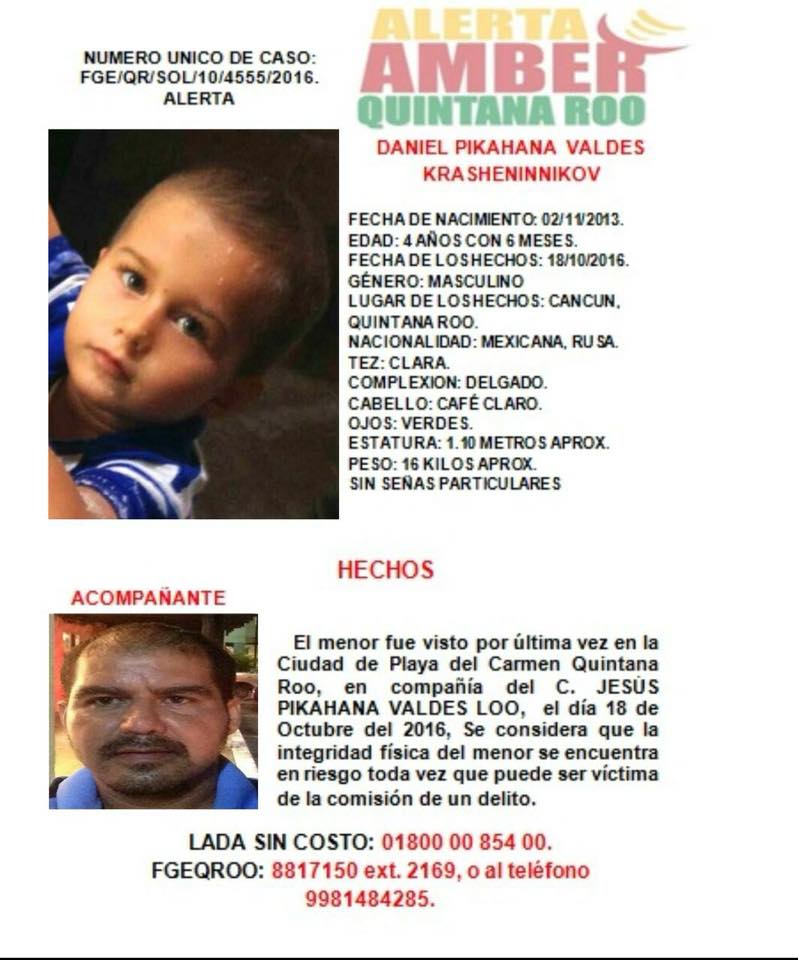 Es la ficha de la desaparición de Daniel Pikahana en 2018 en Playa del Carmen