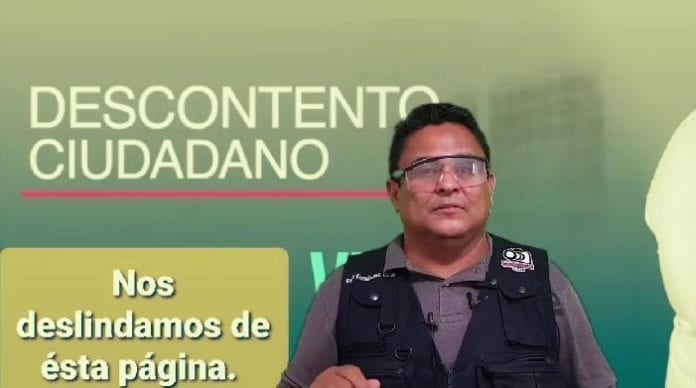 A través de un video, el activista y periodista Raúl Fernández León, denunció el uso del nombre de su página de Facebook “Descontento Ciudadano” por parte de la página de Carlos Mimenza Novelo, para un programa semanal.