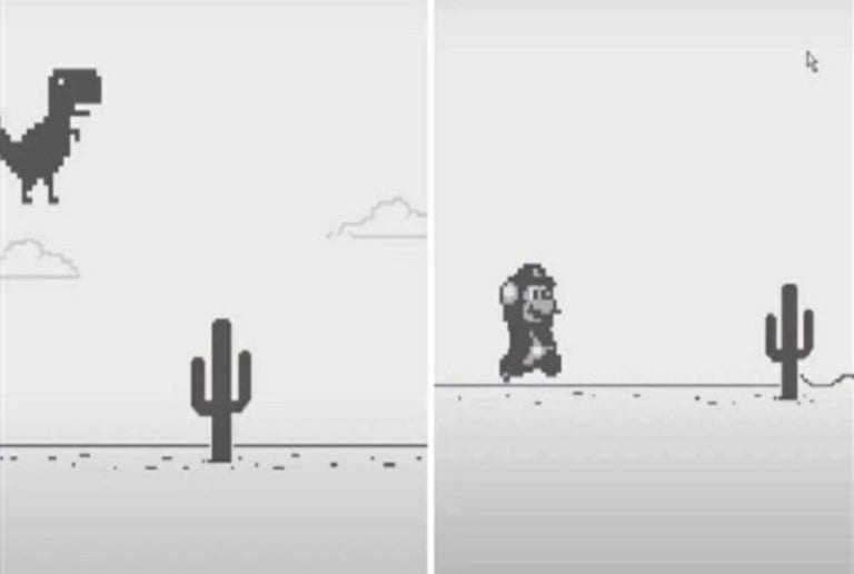 Así puedes reemplazar al dinosaurio de Google por Mario Bros