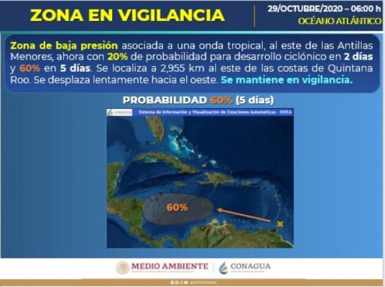 Aumenta probabilidades de evolucionar a Depresión Tropical