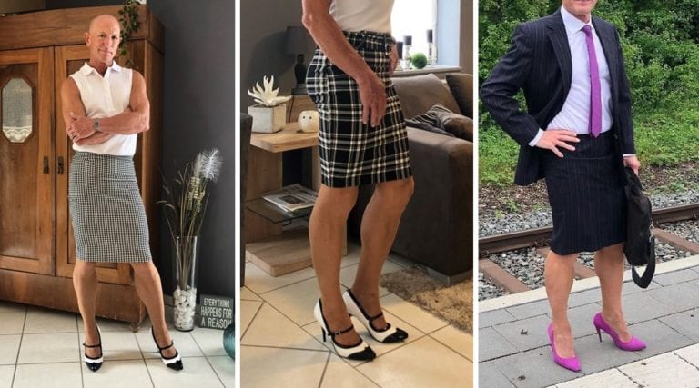 Con tacones y faldas un hombre demuestra que la ropa no tiene género