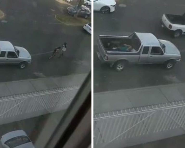 “El Rocky mexicano”: Captan a sujeto en la calle entrenando box y jalando una camioneta