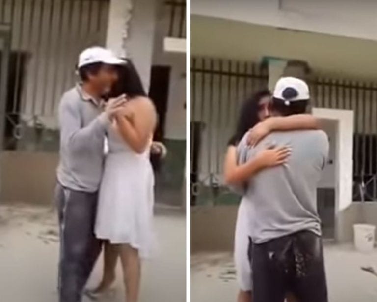 ¡Emotivo! Quinceañera fue hasta el trabajo de su padre albañil para bailar el vals