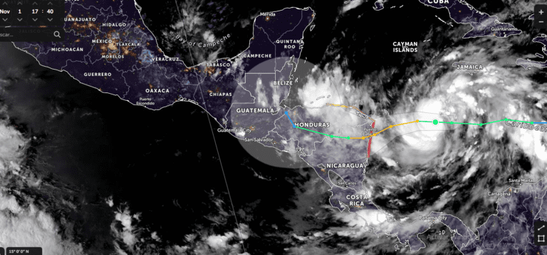 La tormenta tropical “Eta” se fortalece en el Mar Caribe mientras se aproxima a Nicaragua y se mantiene en vigilancia por la Comisión Nacional del Agua (Conagua).
