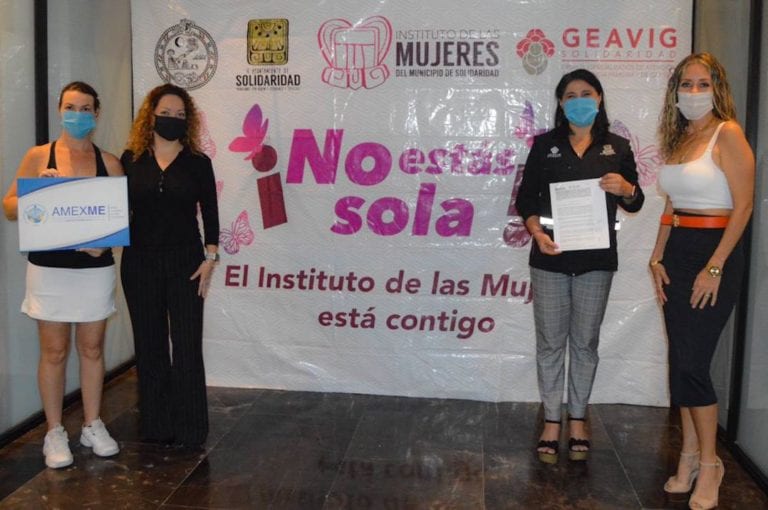 Con el fin de reforzar accionar a favor de la protección de las mujeres, el Gobierno de Solidaridad que encabeza la presidenta municipal, Laura Beristain Navarrete, firmó el convenio de colaboración con la Asociación Mexicana de Mujeres Empresarias (Amexme) Riviera Maya, con el cual se capacitará a los trabajadores de los negocios afiliados y serán certificados como espacios seguros.