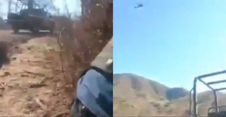 Una aeronave de la Fuerza Aérea Mexicana fue grabada mientras disparaba contra quienes al parecer son integrantes del CJNG