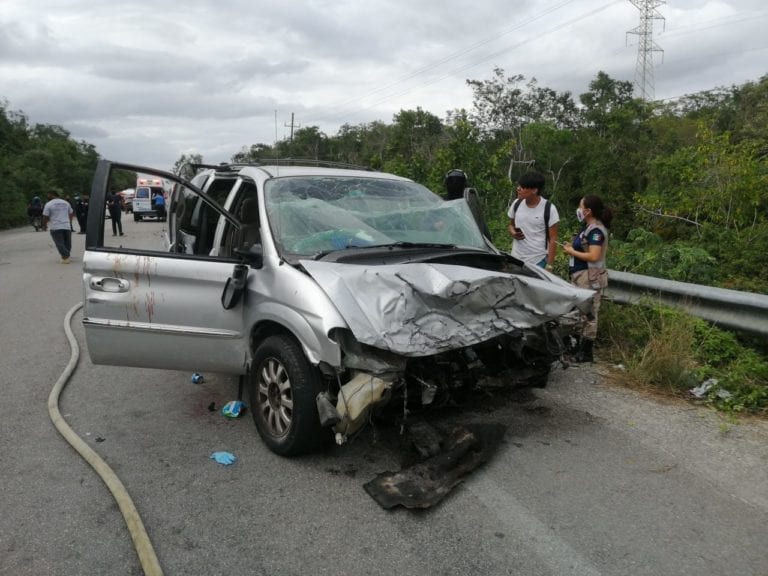 Choque deja cinco heridos en la Tulum-Cobá