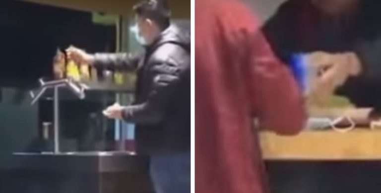Video: Hombre se lleva comida de una barra en un envase, lo llaman ‘LordTupper’