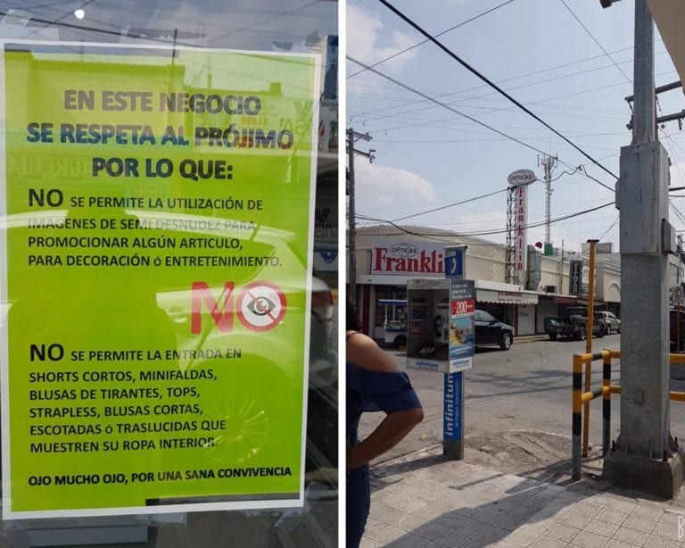 Prohíben a mujer entrar a una óptica por usar blusa y 'mostrar hombros'