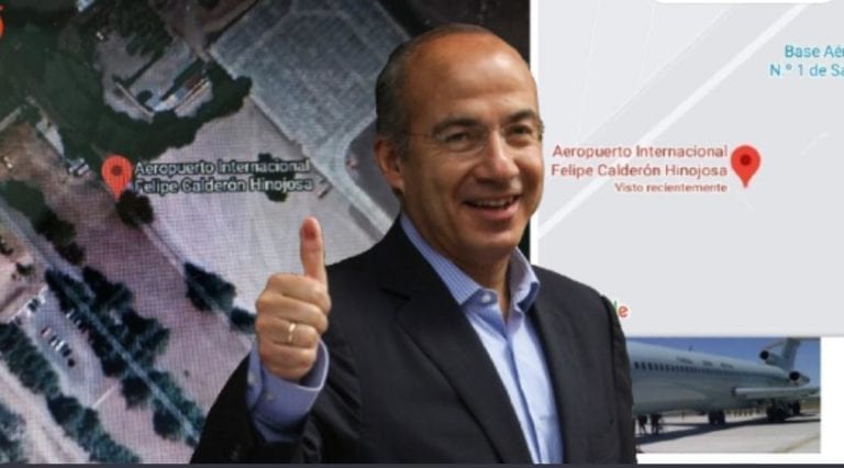 Así luce en Google Maps la etiqueta de Felipe Calderón, luego que algún bromista le cambiara el nombre al nuevo aeropuerto