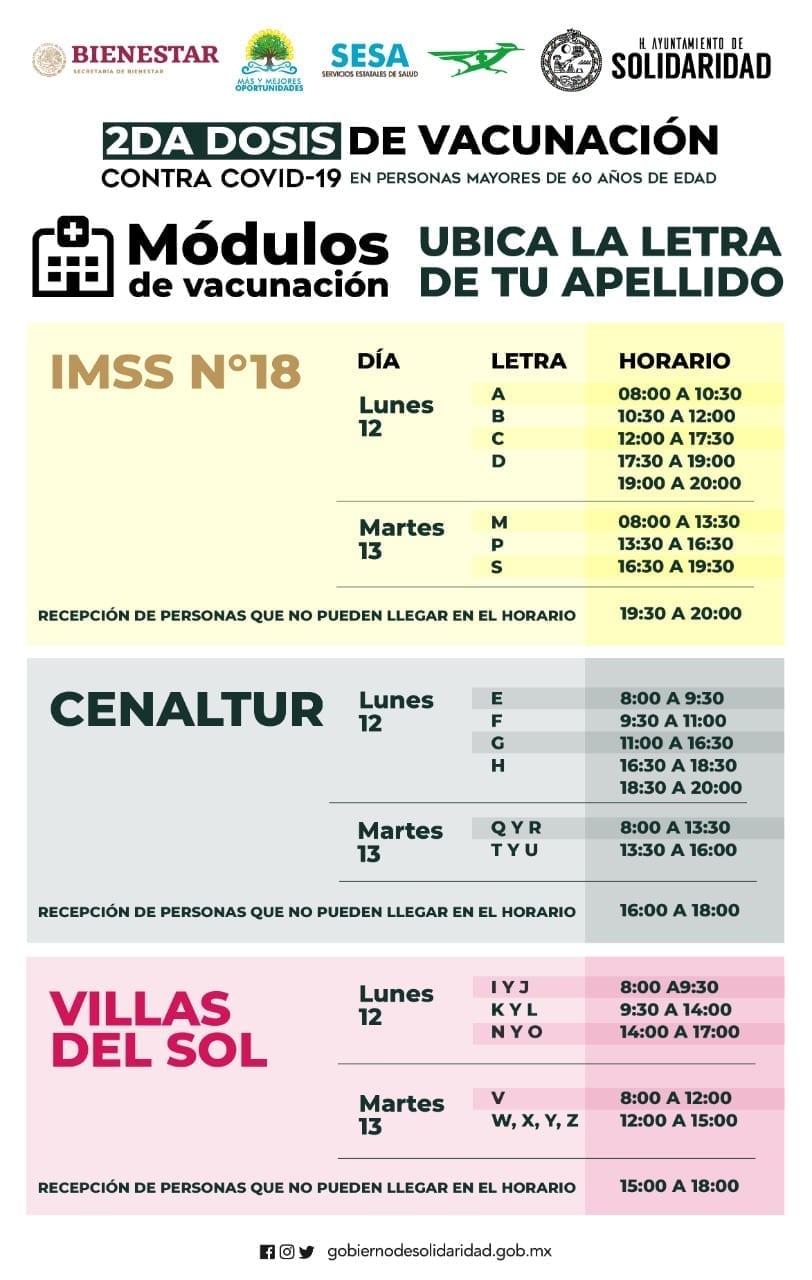 Módulos de vacunación en Playa del Carmen