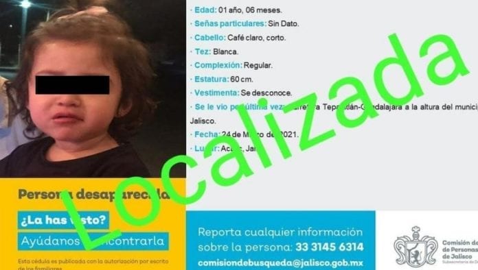 Encuentran con vida a la niña Julia, integrante de familia desaparecida en Jalisco