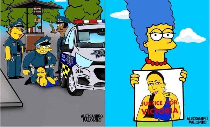 ¡Al estilo Los Simpson! Piden justicia para Victoria Salazar desde Springfield