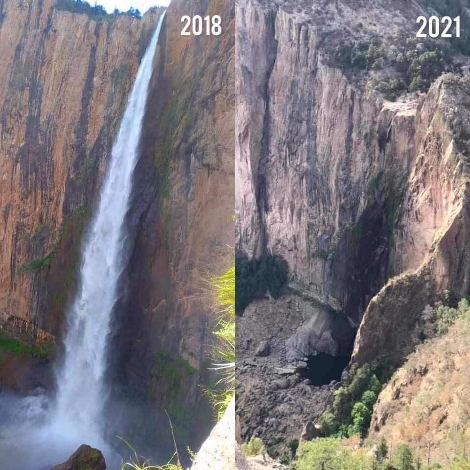 Se seca la Cascada de Basaseachi en Chihuahua