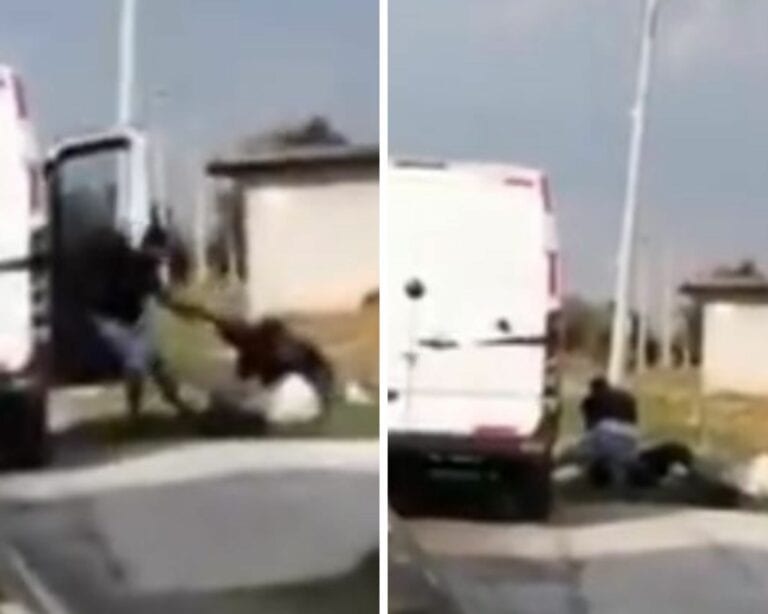 Video: Captan a hombre agrediendo a mujer en una carretera, la ahorcó y la arrastró