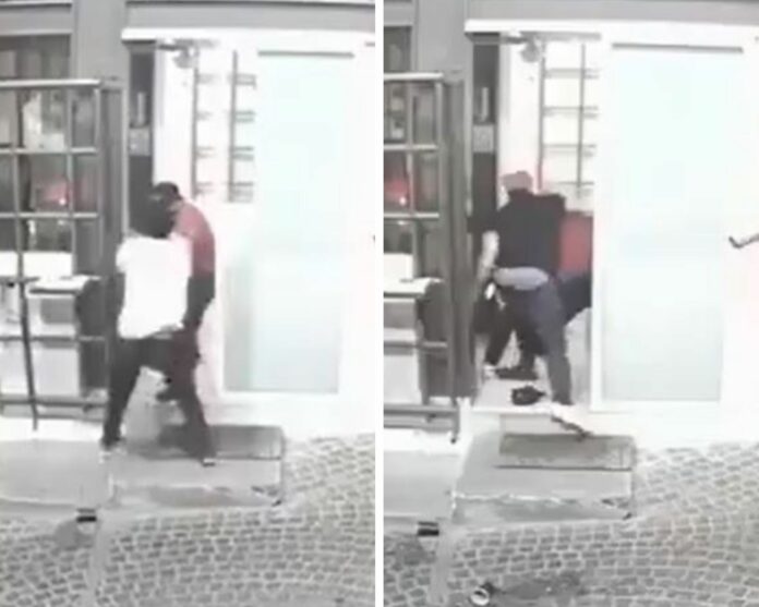 Jóvenes ebrios atacan brutalmente a golpes a un abuelito, lo dejaron en el piso (video)