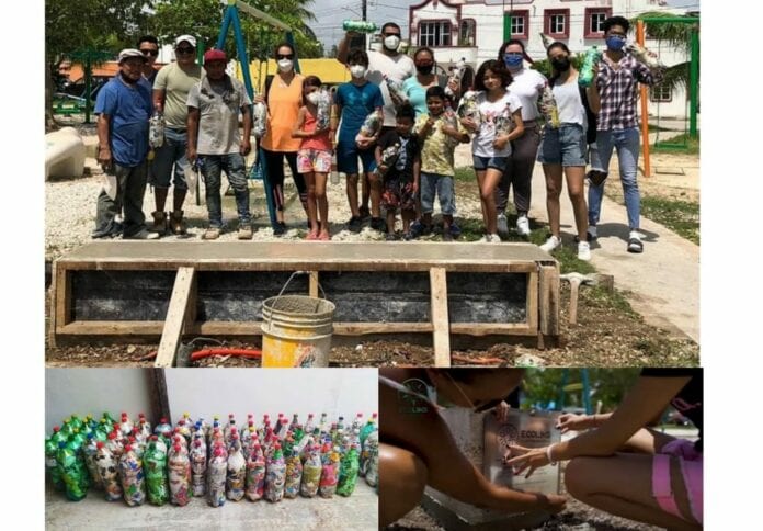 Construyen primera 'ecobanca' con 'ecoladrillos' en Cancún