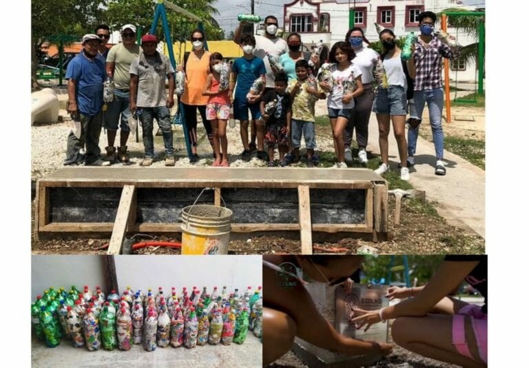 Construyen primera 'ecobanca' con 'ecoladrillos' en Cancún