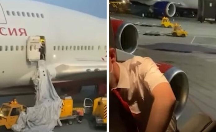 VIDEO: Pasajero acalorado abre salida de emergencia del avión, despliega un tobogán