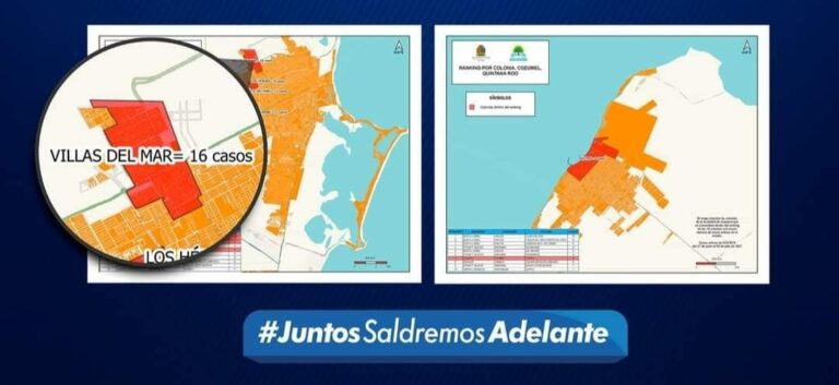 Cancún registra las tres colonias con más casos Covid activos en el ranking que cada semana presenta el gobierno estatal