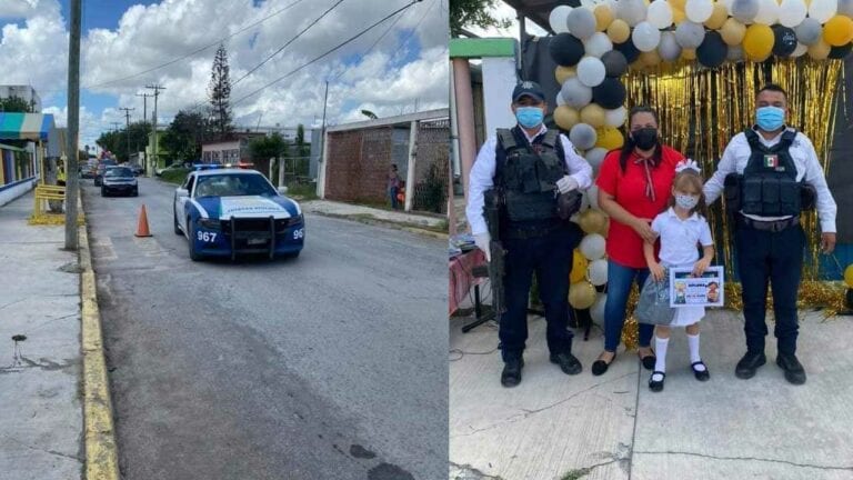 ¡Conmovedor! Video: Policías apadrinan a una niña por su graduación del kínder