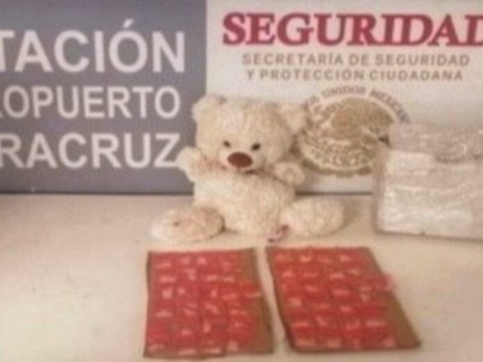 Aseguran oso de peluche repleto de dosis de cristal