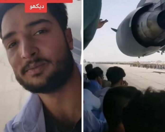 VIDEO: Hombre se graba agarrado del ala de un avión en Afganistán mientras huía